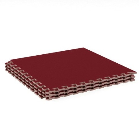 FLEMING SUPPLY 6-piece Foam Mat Floor Tiles, Interlocking EVA Foam Padding with Soft Carpet Top (Red) 197994GHW